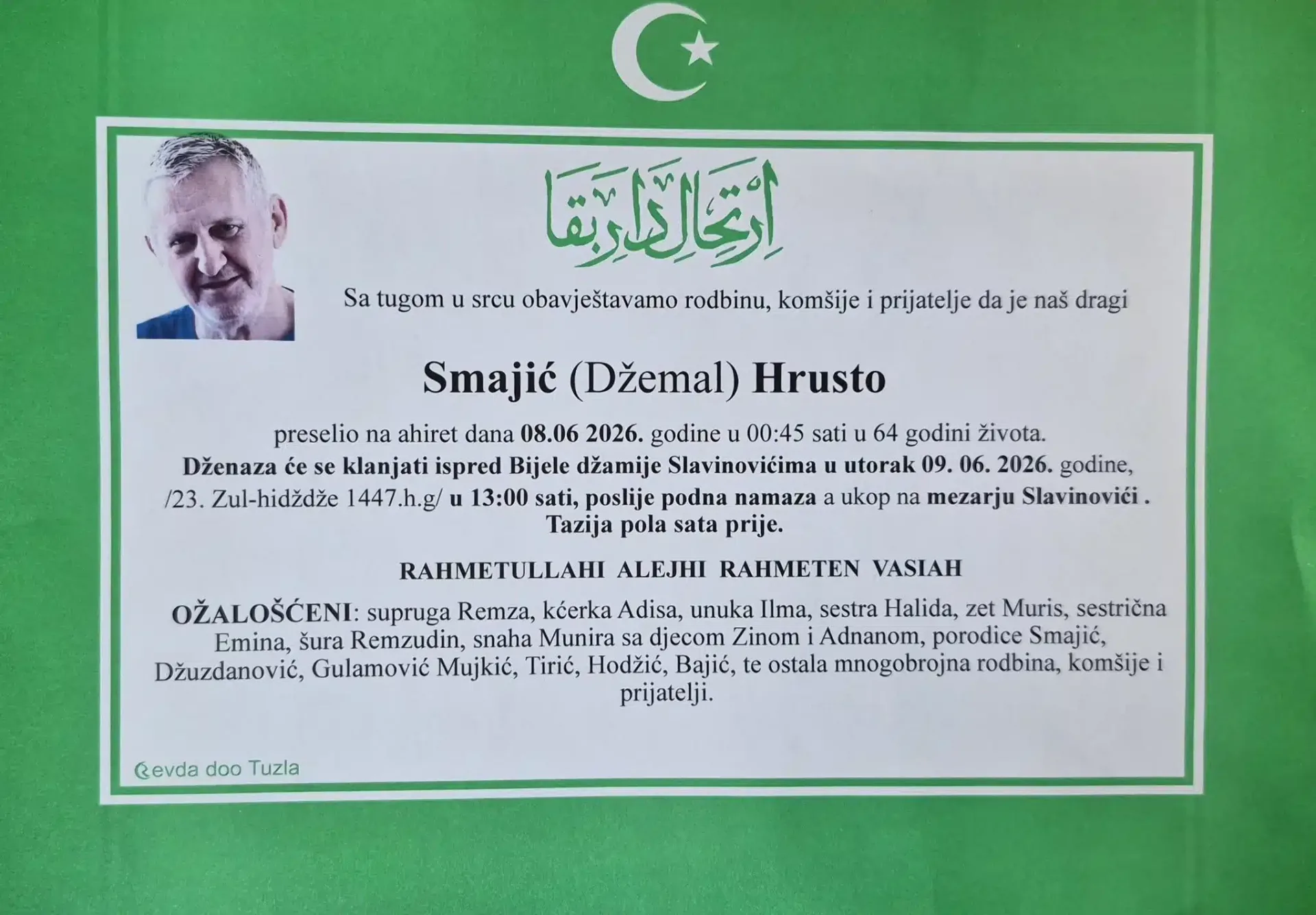 Preminuo je Hrusto Smajić