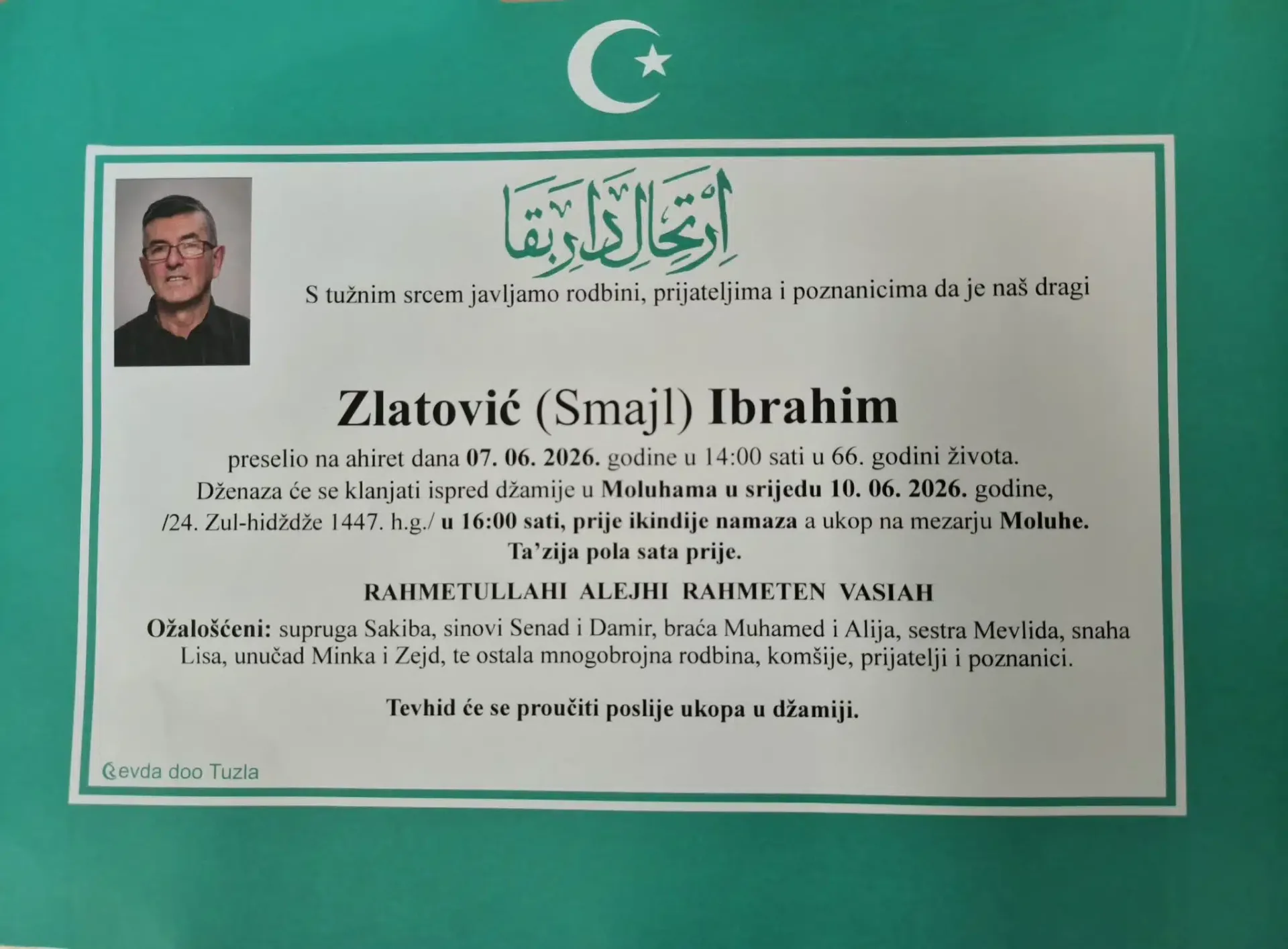 Preminuo je Ibrahim Zlatović