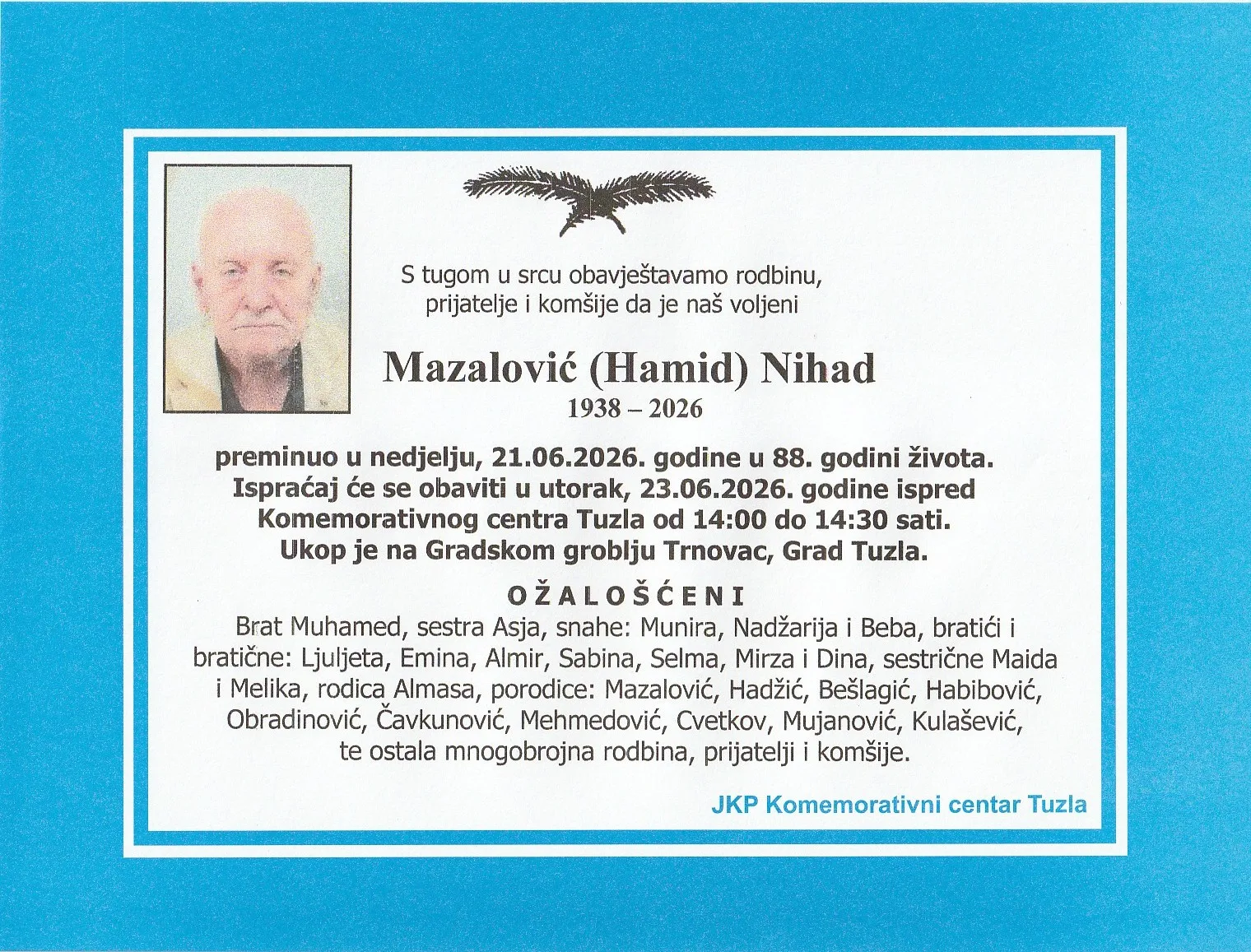 Preminuo je Nihad Mazalović