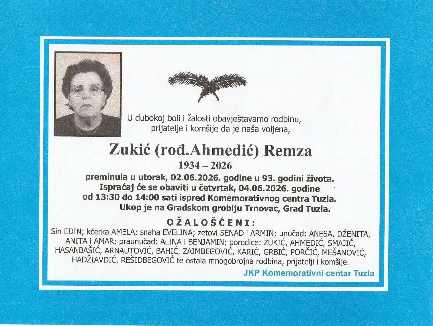 Preminula je Remza Zukić
