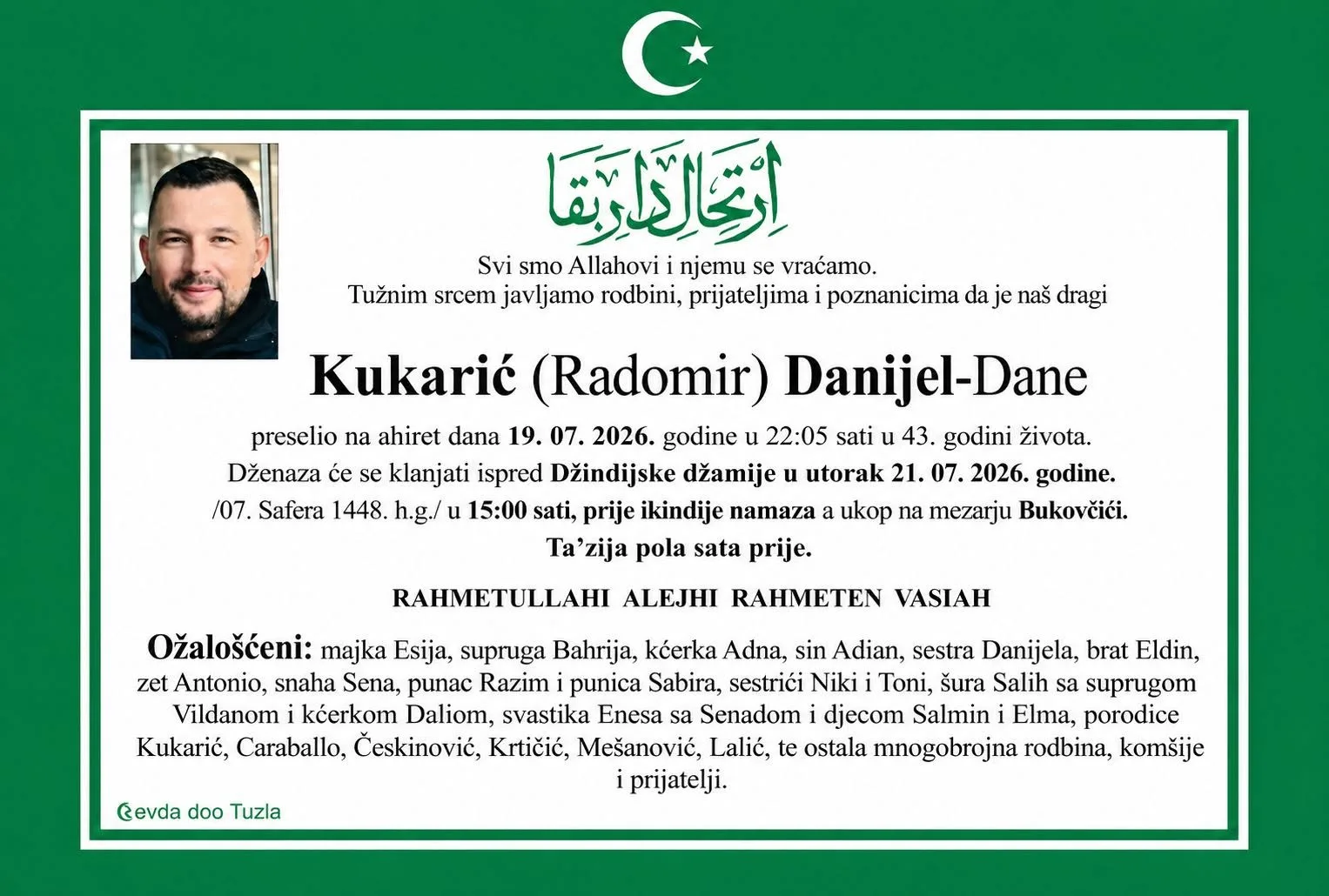 Preminuo je Danijel Kukarić Dane