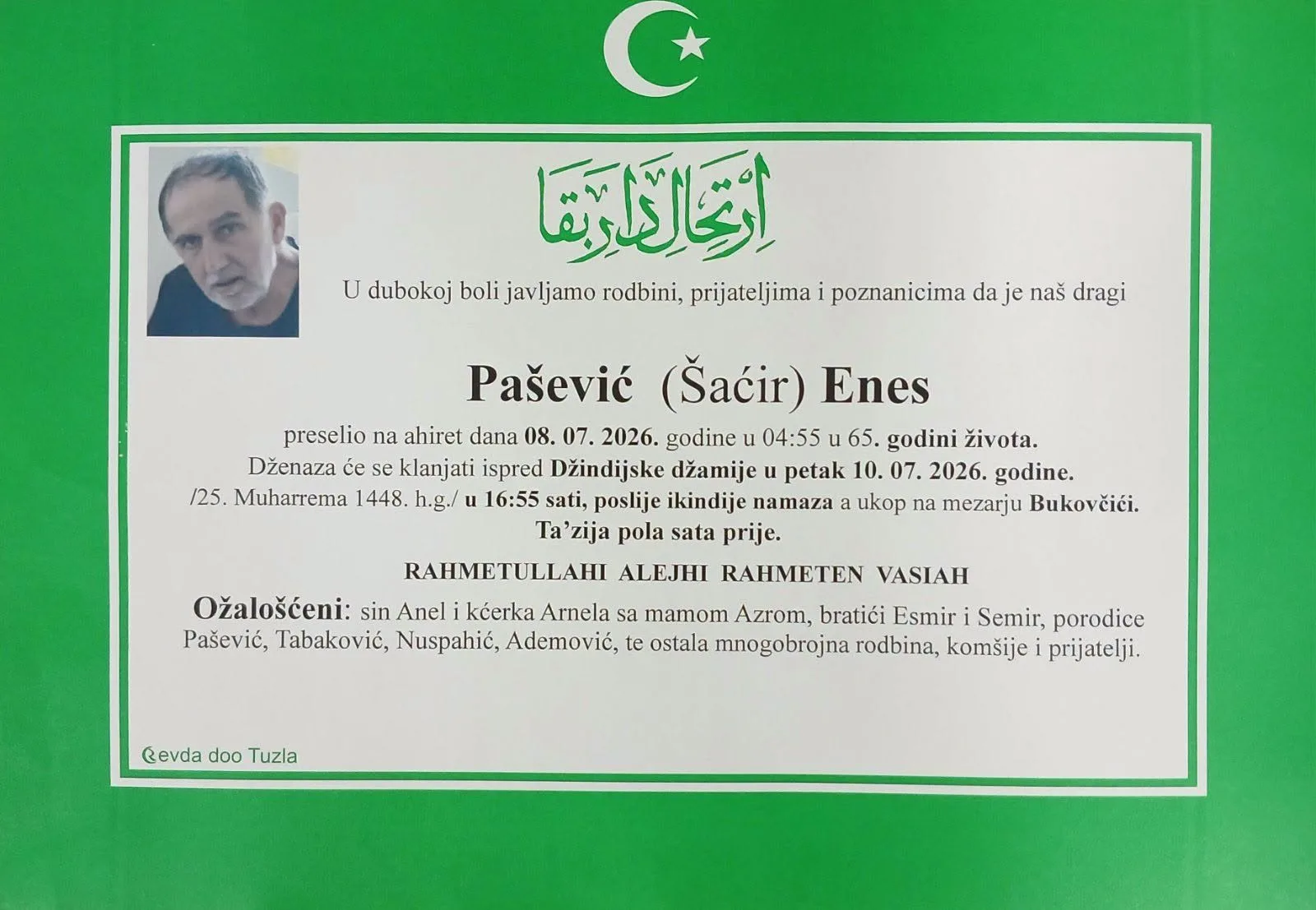 Preminuo je Enes Pašević