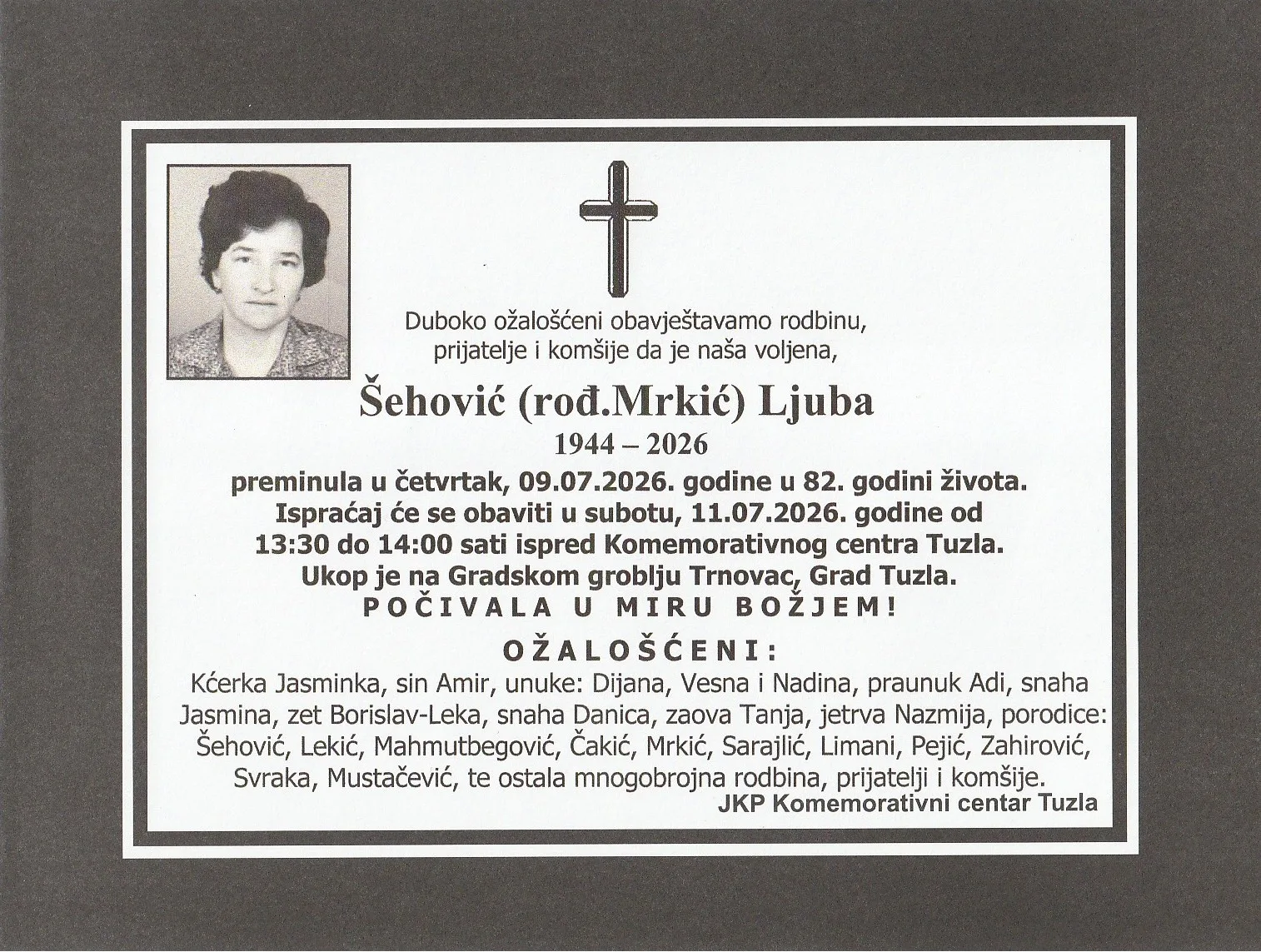 Preminula je Ljuba Šehović