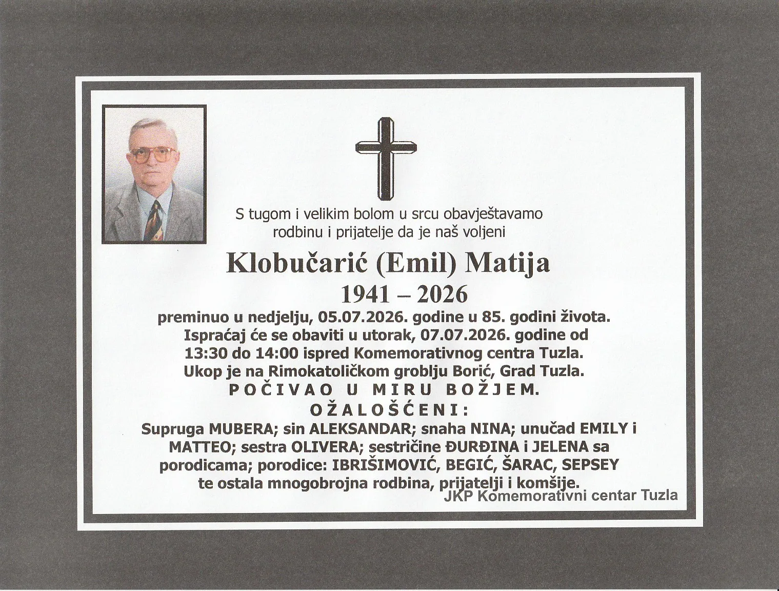 Preminuo je Matija Klobučarić