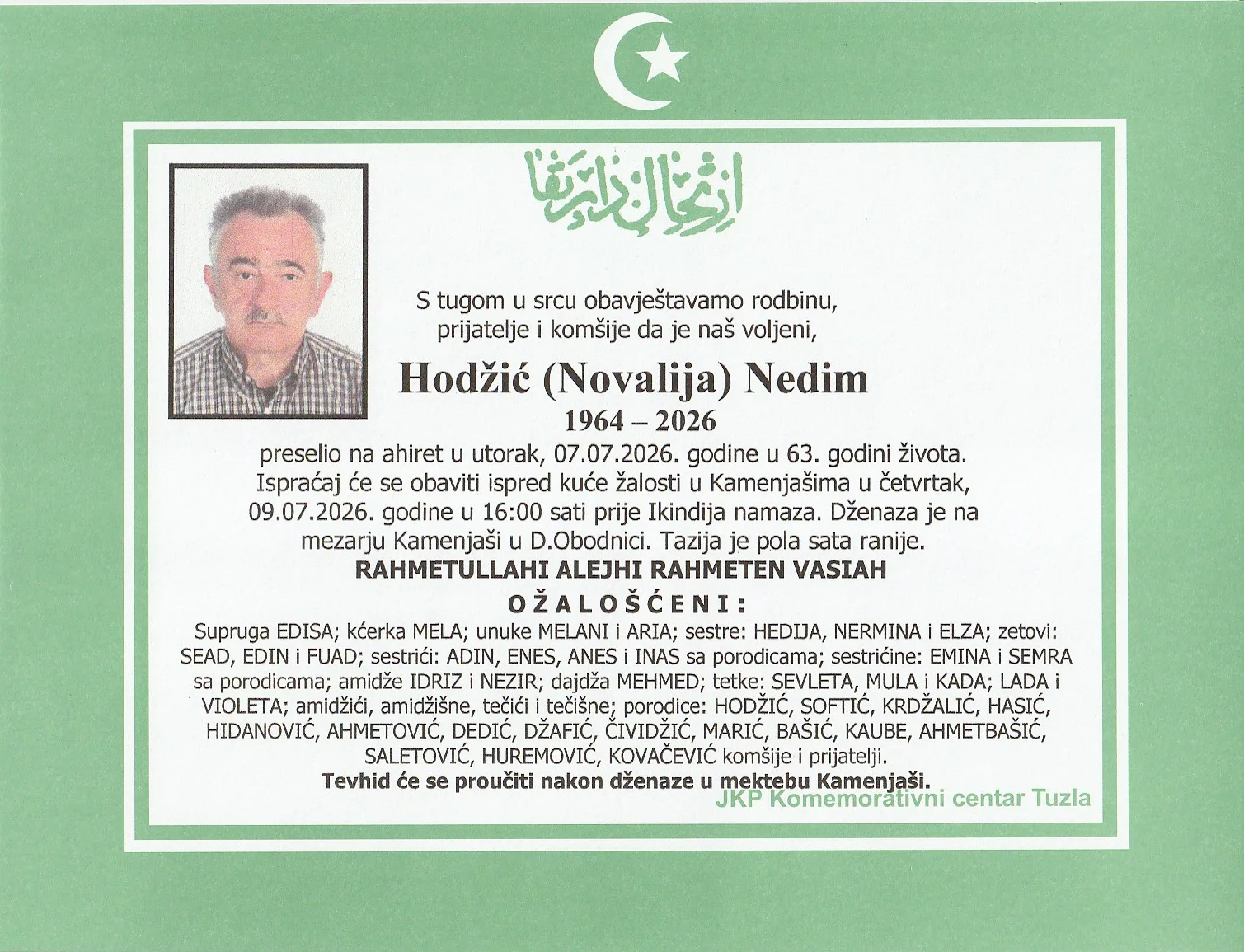 Preminuo je Nedim Hodžić