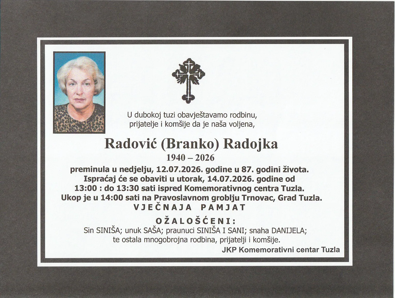 Preminula je Radojka Radović