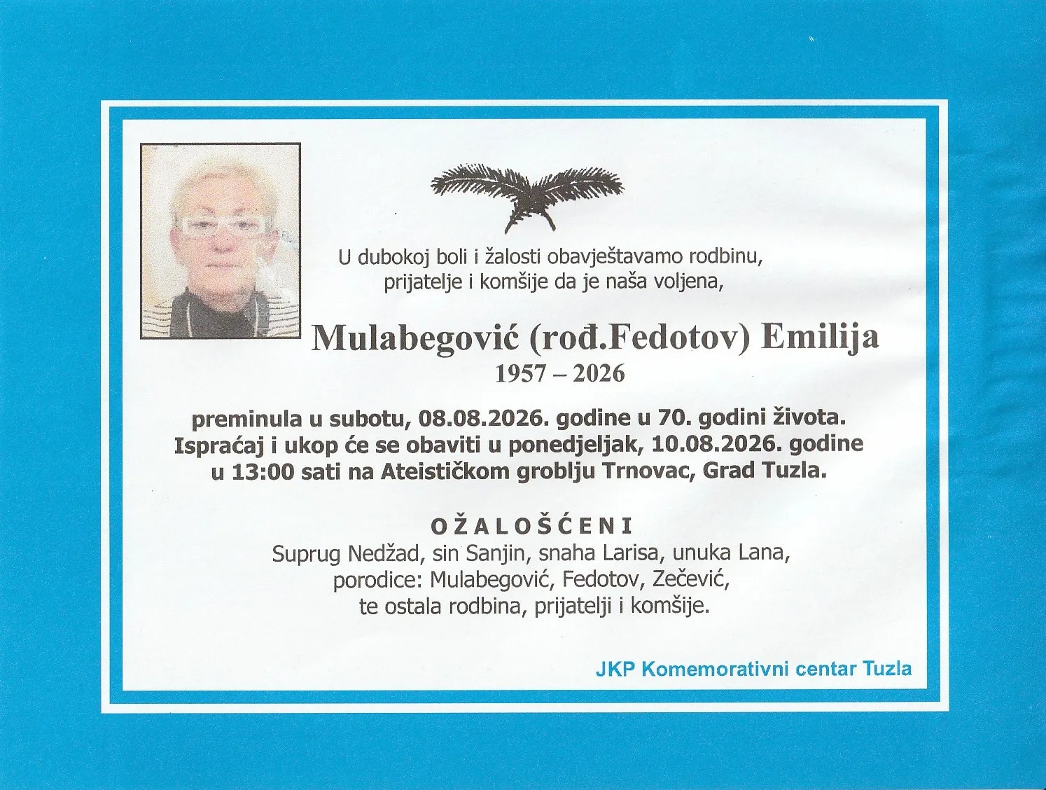 Preminula je Emilija Mulabegović
