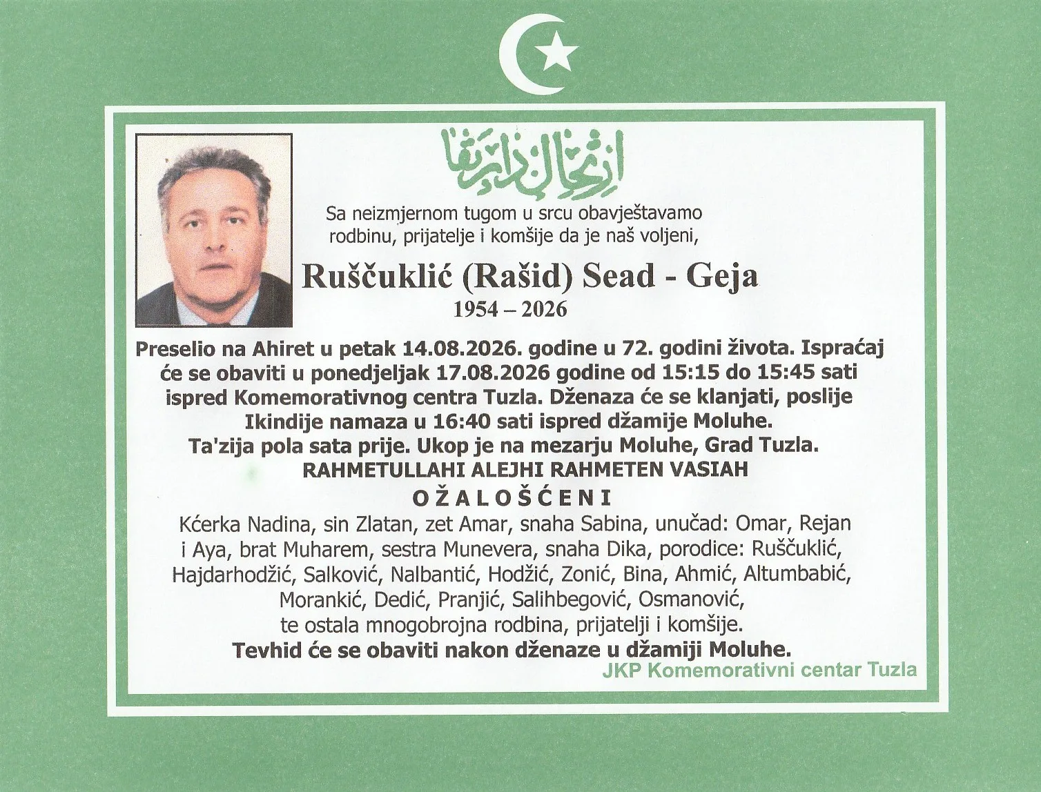 Preminuo je Sead Ruščukalić Geja