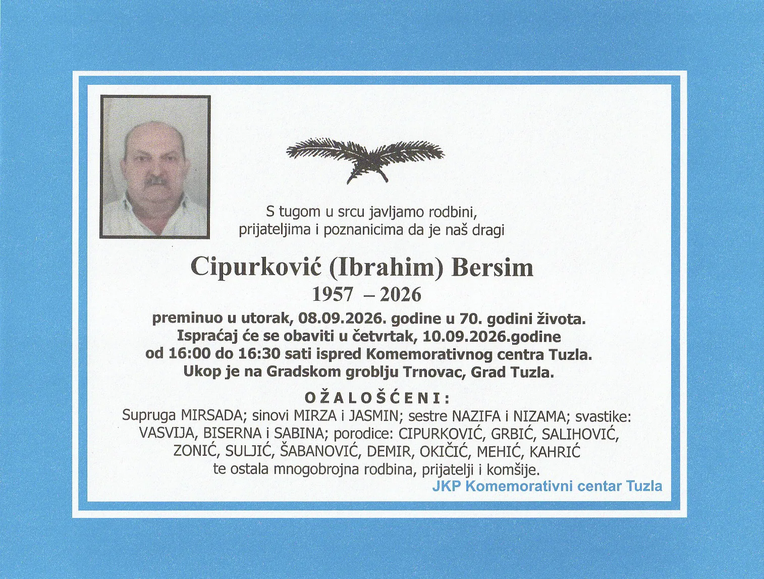 Preminuo je Bersim Cipurković