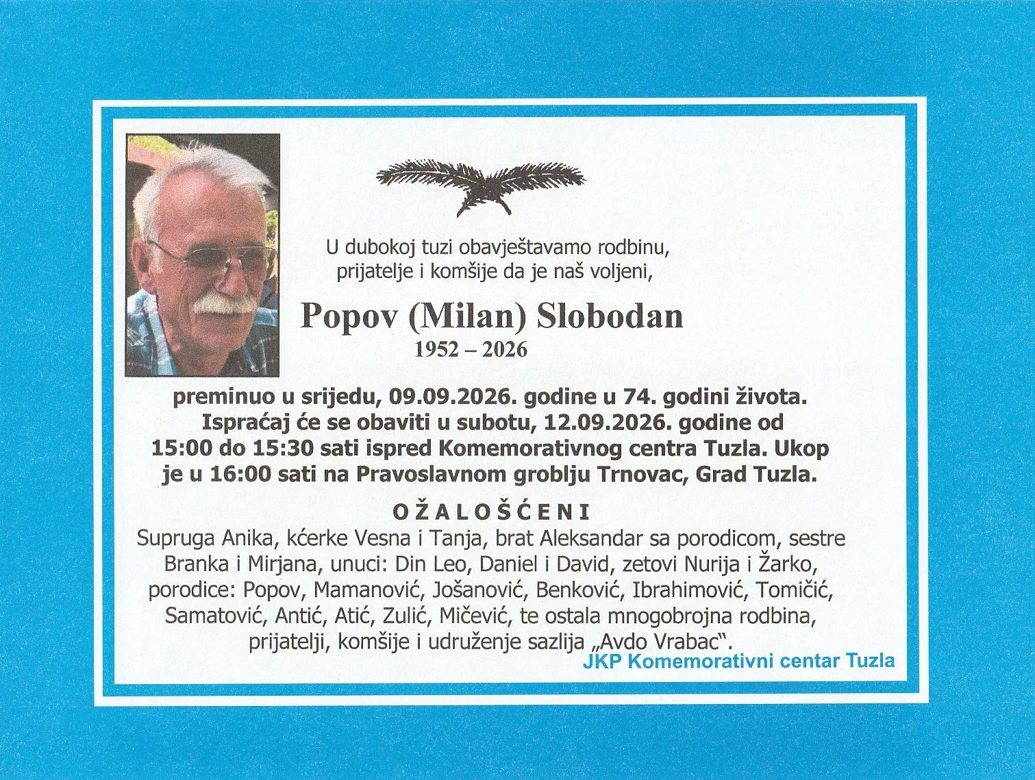 Preminuo je Slobodan Popov