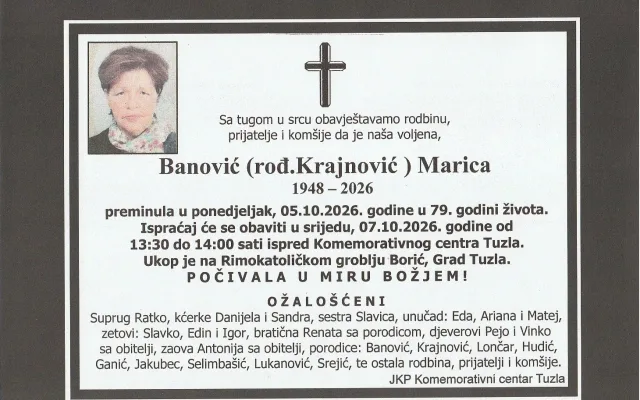 Preminula je Marica Banović