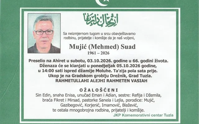 Preminuo je Suad Mujić