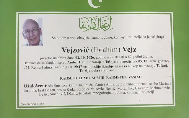 Preminuo je Vejz Vejzović