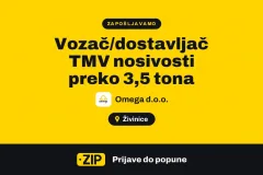 Omega d.o.o. zapošljava: Vozač/dostavljač TMV nosivosti preko 3,5 tona (Živinice)