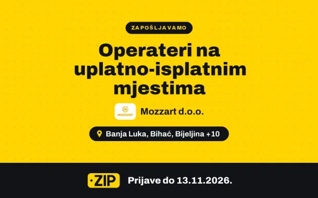 Mozzart d.o.o. zapošljava: Operateri na uplatno-isplatnim mjestima (Cijela BiH)
