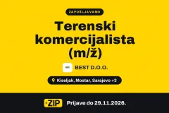 BEST D.O.O. zapošljava: Terenski komercijalista (m/ž) (Kiseljak, Mostar, Sarajevo +3)